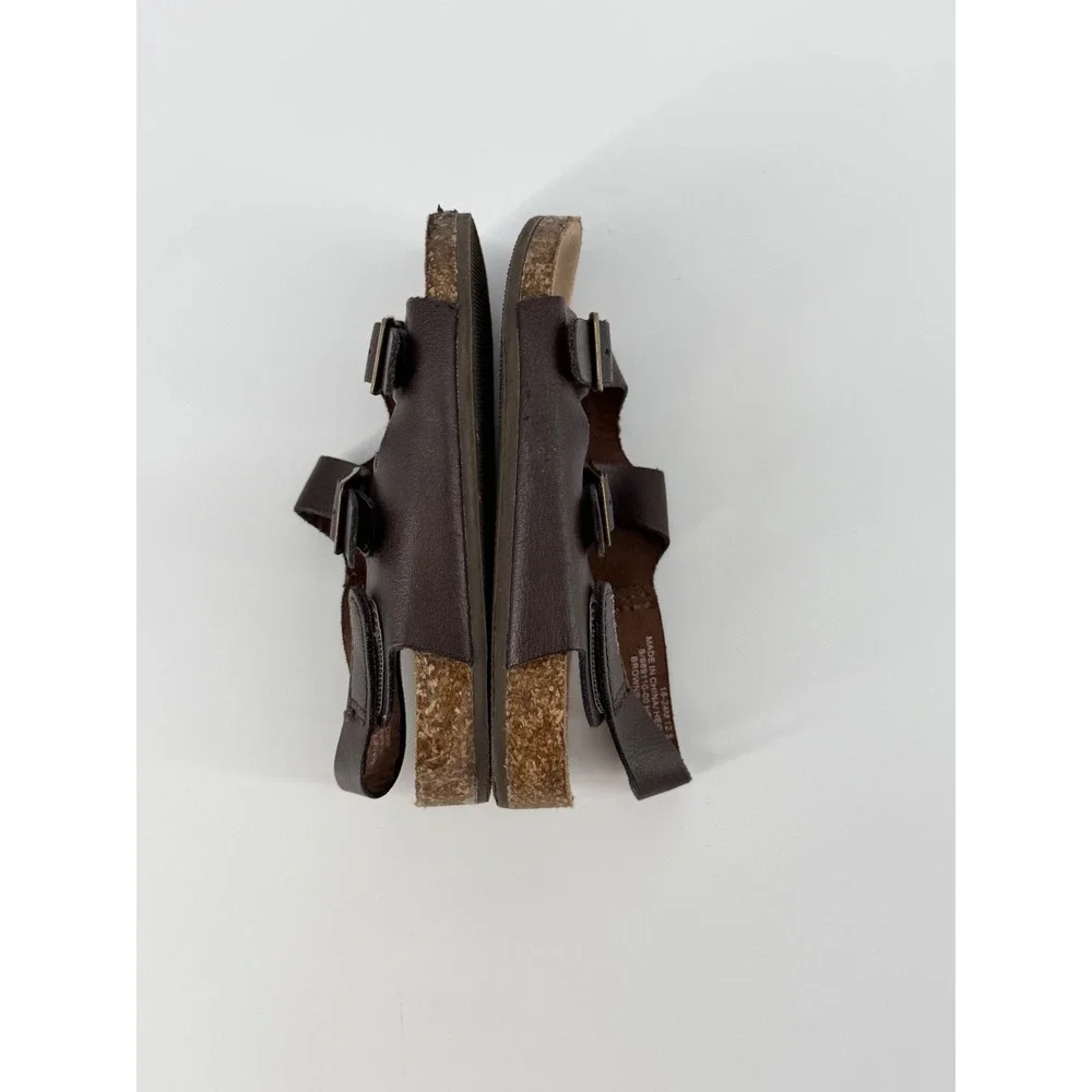 Old Navy Toddler Dark Brown Faux Leather Cork Sandals Size 5 18-24M S/689110